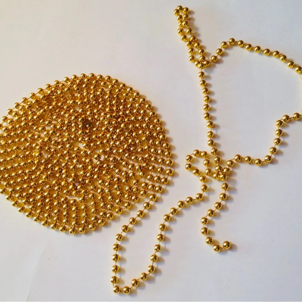 Christmas Garland Gold Plastic Bead 18' Shiny Strand Craft Wedding